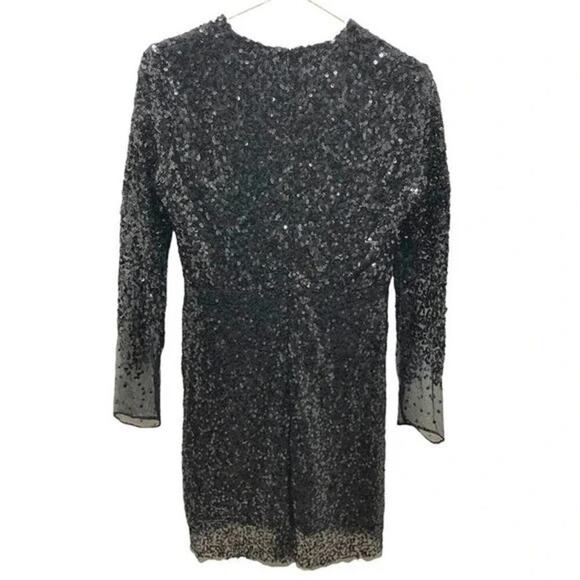 French Connection NWT Emille Sparkle Long Sleeve Sequin Sheath Dress In Black, 0 - Picture 6 of 12